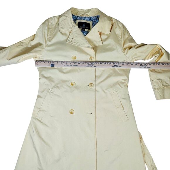 LONDON FOG Trench Coat Butter Yellow Belted Pockets Lined - Picture 8 of 13